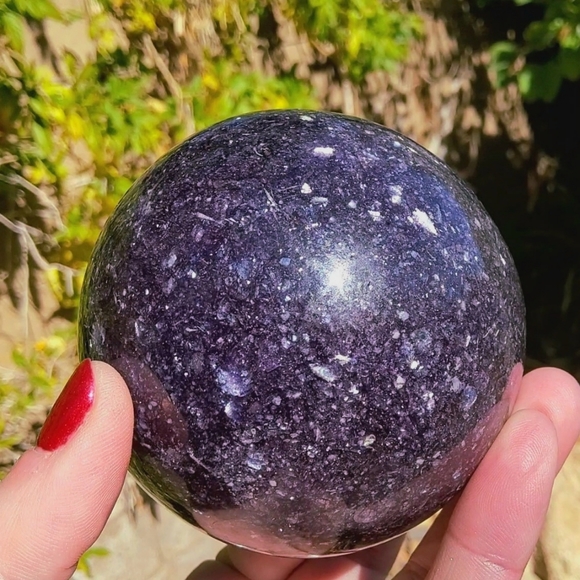 Big Ultra Sparkly Dark Purple Lepidolite Sphere - Picture 11 of 17